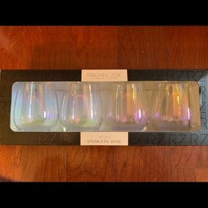 Four stemless wine glasses